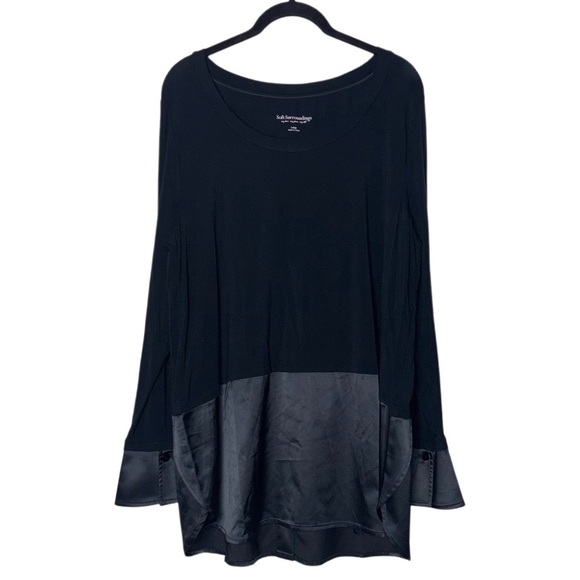 Soft Surroundings Black Tita jersey tunic top long sleeves Woman's size large - Picture 1 of 16